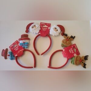 Holiday Headband Bopper Trio - Red Santa, Snowman, Reindeer